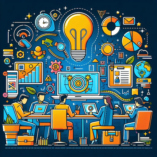 Digital Agency Services Line Art Colorful Image