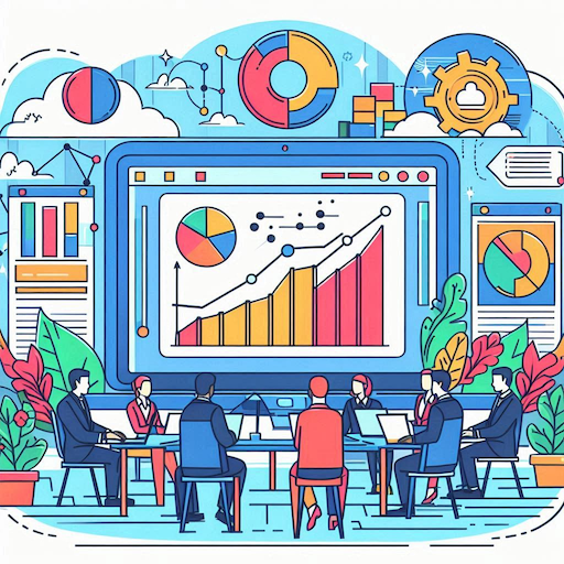 Colorful Lineart Business Website Development Showing Graphs
