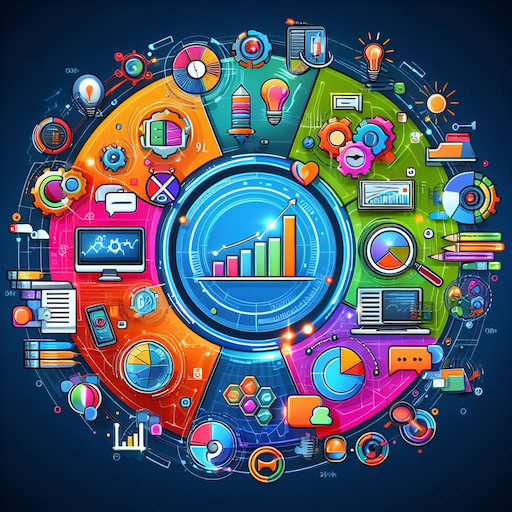 Digital Marketing Colorful Line Art Diagram 3