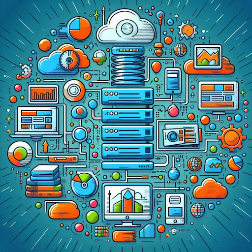 Web Hosting Colorful Background Line Art Diagram