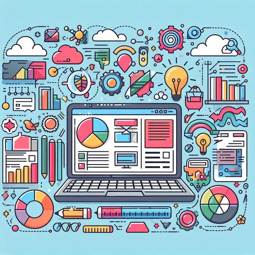 Website Development Colorful Background Line Art Diagram 1